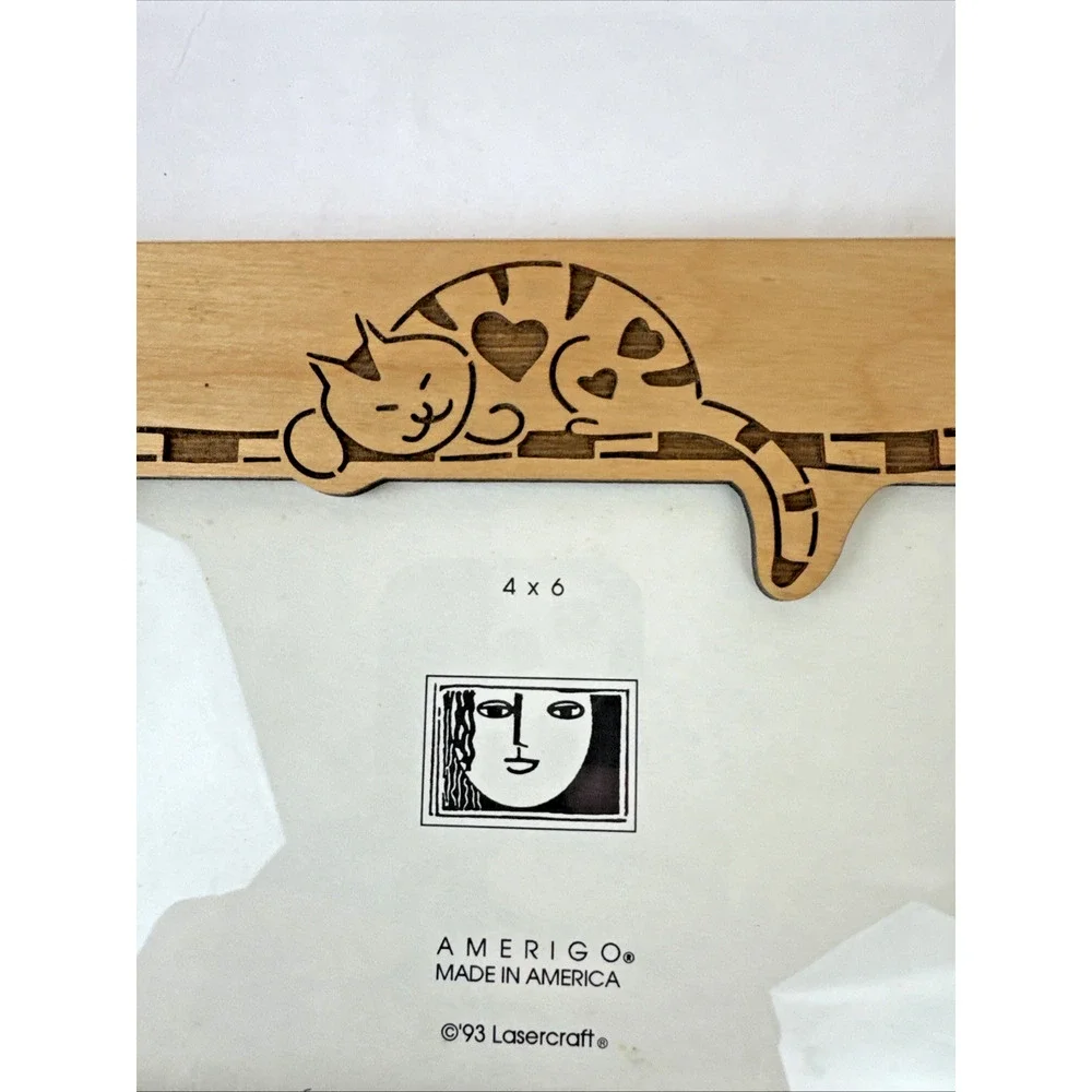 Amerigo Kathy Davis Collection Laser Cut Wood cat Easel Back Picture Frame kitty